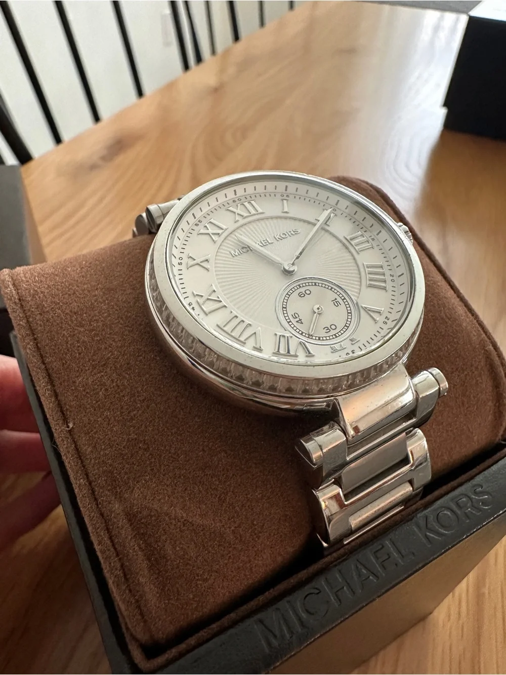 Michael Kors Men’s Silver Stainless Steel Watch with White Dial